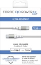 BIGBEN Force Power Lite - Câble Renforcé USB C/USB C 1,2m 3A Garanti à vie Blanc - 100% Plastique recyclé
