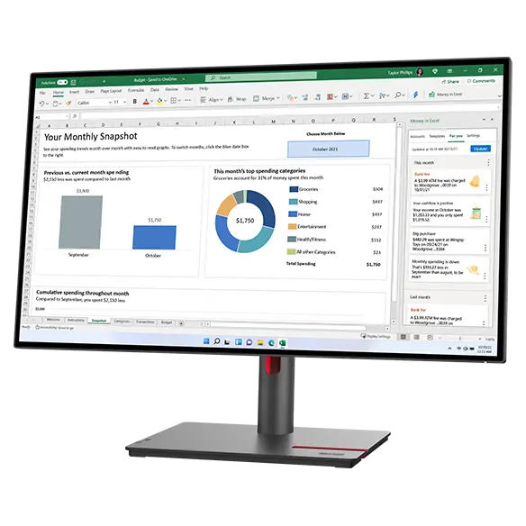 [63A1ZAT1EU] Lenovo ThinkVision P27h-30 / 27" QHD 2560x1440 Display / WLED IPS / 60Hz, 4ms / USB-C, DisplayPort, HDMI / USB Hub, RJ45 / VESA Mount + Tiny Series M / Tilt, Height, Pivot, Rotation / 3-Year Manufacturer Warranty
