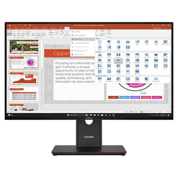[64A5MAT6EU] Lenovo ThinkVision T27-40 / 27" FHD 1920*1080 / WLED IPS / 120Hz 4ms / HDMI, DisplayPort, VGA / HUB-USB /  Inclinaison, Rotation, Pivot, Hauteur / Support VESA / Garantie 3 Ans Constructeur
