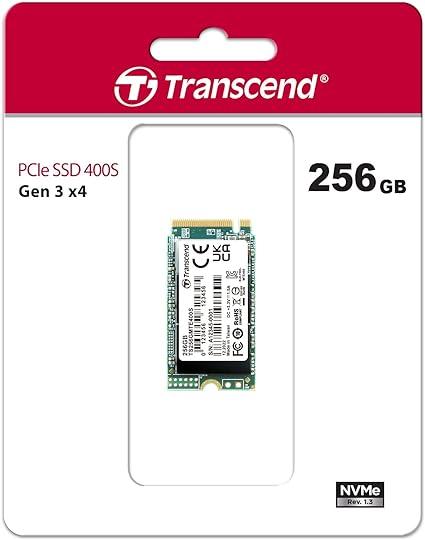 Transcend MTE400S / 256GB 3D NAND SSD / M.2 2242 PCIe 3.0 x4 / Read 2000 MB/s - Write 1000 MB/s / 5 Years Manufacturer Warranty