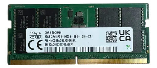 [HMCG88AGBSA095N] SK Hynix Mémoire Vive RAM 32 Go DDR5 SODIMM 2Rx8 PC5-5600B-SB0-1010-XT - Neuf retiré OEM