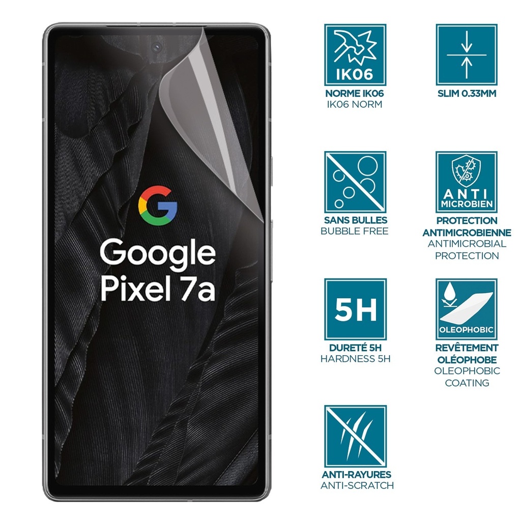 [111395] Mobilis - Protection d'écran en verre trempé transparent pour google pixel 7a pour ai